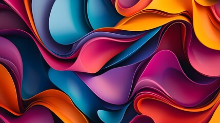 8. A vibrant, colorful abstract 3D composition with flowing curves and geometric shapes in a spectrum of hues