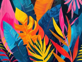 Tropical Vibes: Abstract Bold Leaves Wallpaper