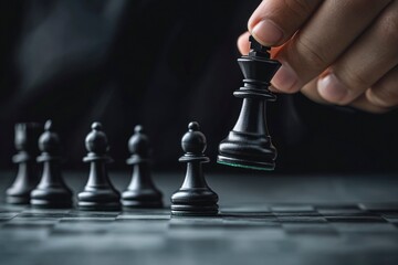 Hand choose king chess fight concept of challenge or team player or business team and leadership strategy or strategic planning and human resources organization risk management with generative ai