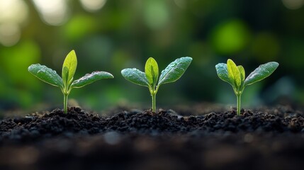 Naklejka premium Three Young Seedlings Growing