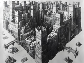 Fantasy Cityscape with Bridges.