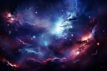 Obraz premium A swirling galaxy of stars and cosmic dust in deep purples and blues illustration