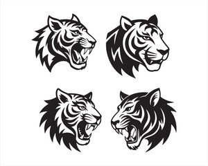 crazy tiger head side view icon