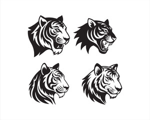 crazy tiger head side view icon