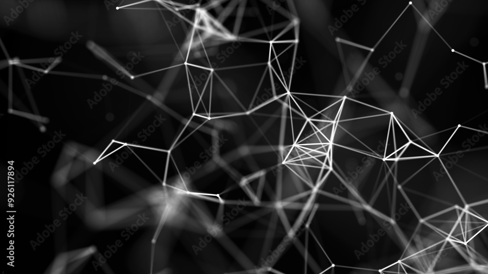 Poster modern design of network connection structure. abstract background with interlacing dots and lines. 