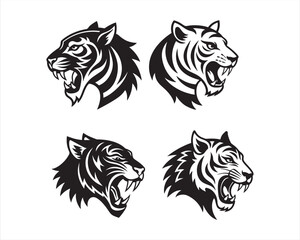 crazy tiger head side view icon