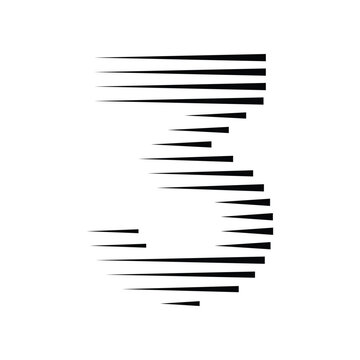 Number 3 logo with abstract geometric speed motion lines