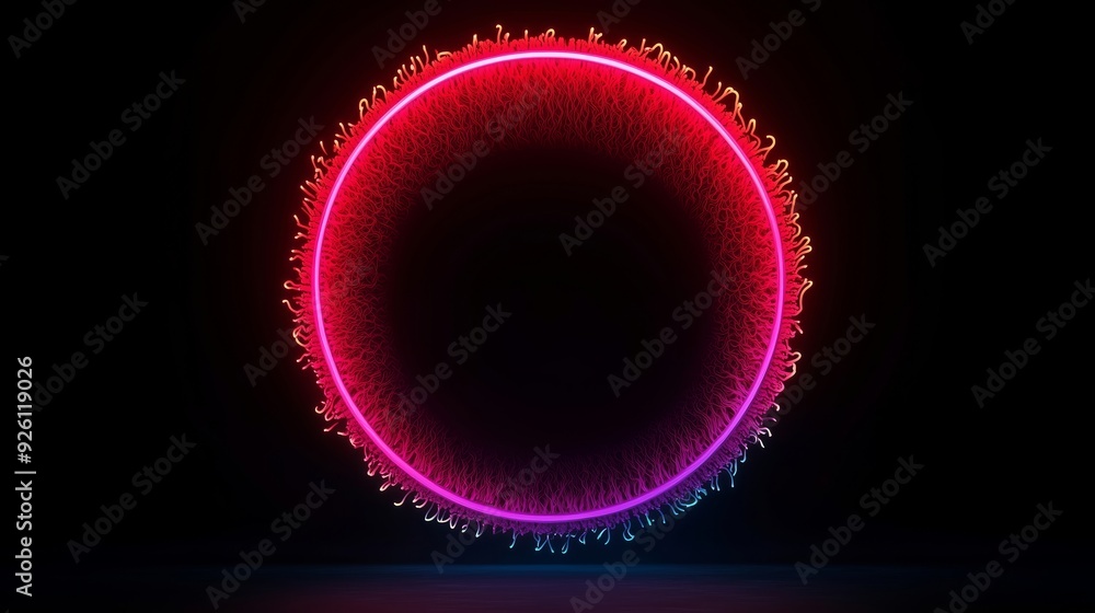 Wall mural Vibrant Neon Glow Circle with Abstract Light Effects