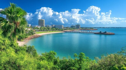 Obraz premium Tropical Paradise Cityscape