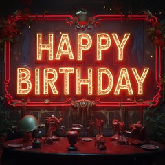 Napis w języku angielskim - happy birtday. Używany jako kartka życzeniowa na urodziny.