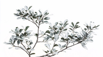 Snow Covered Tree Branch Isolated