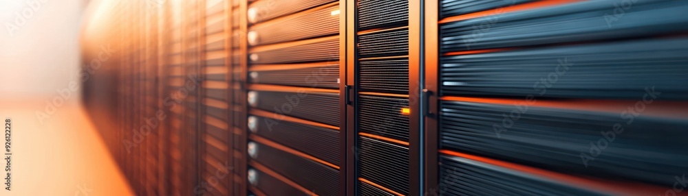 Aufkleber modern data center server rack illuminated by soft lights, showcasing advanced technology and sleek 