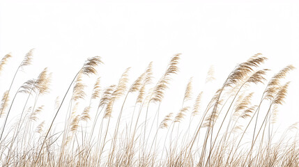 Fototapeta premium Brown Grass Blades Against White Background