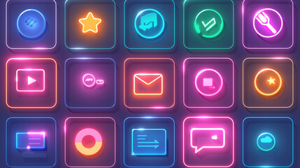 背景にも使えるネオンカラーのアイコン