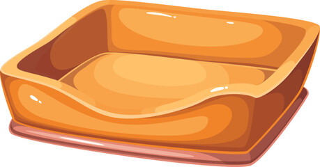 Cat house, cartoon square soft bed for pet. Funny home furniture and place to sleep, cute yellow pillow for comfort sleeping of cat, cartoon cozy basket from veterinary shop vector illustration