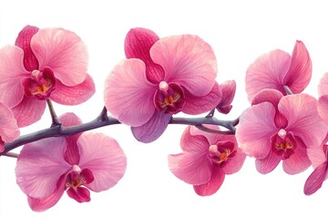 Pink orchid phalaenopsis flower branch blooming