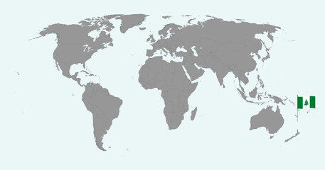 Pin map with Norfolk Island flag on world map. Vector illustration.
