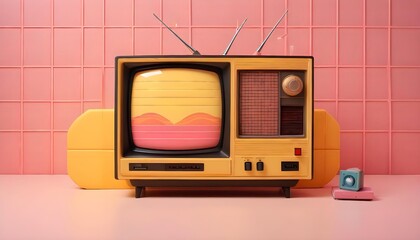 Brown retro electronic tv device