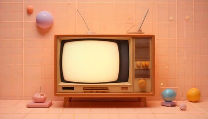 Brown retro electronic tv device