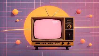 Brown retro electronic tv device