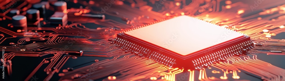 Aufkleber computer microchip showcasing intricate circuitry and vibrant colors, symbolizing technology and inn