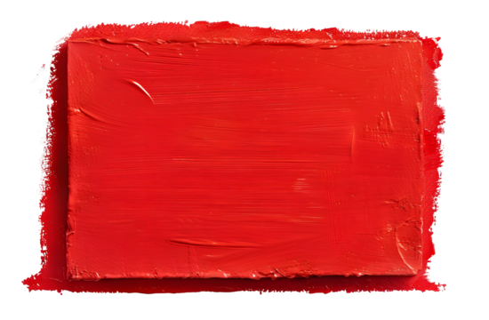 Red block of paint isolated on transparent background