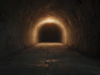 Fototapeta premium A tunnel bathed in light, offering an artistic viewpoint that captivates the viewer, emphasizing both its depth and intricate design.