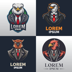 Elegant Hawk in Suit, Vector Art, logo design	