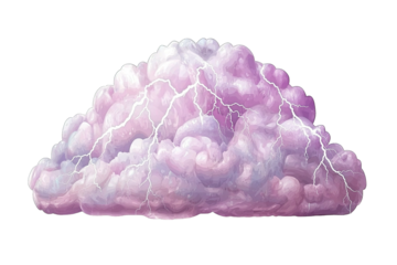 A stunning purple cloud illuminated with dramatic lightning strikes, creating a vibrant and dynamic atmosphere.