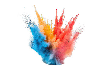 Vibrant explosion of colored powder creating a dynamic and artistic visual effect for events and celebrations.