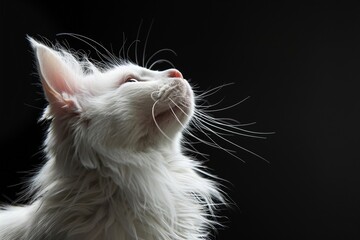 a close up of a white cat with its eyes closed