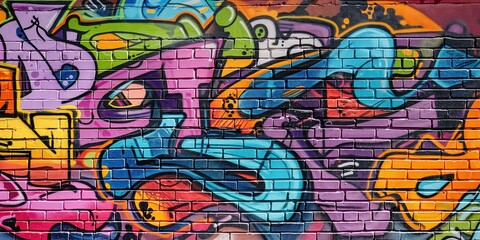 Obraz premium Vibrant Abstract Mural in Urban Setting created by ai