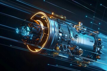 a futuristic space station with a large metal object in the middle of it