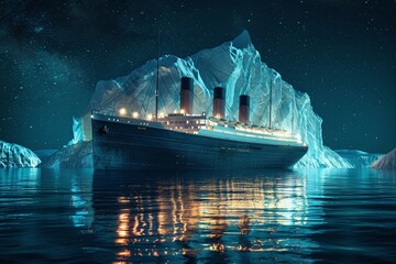 ai generative big ship and iceberg