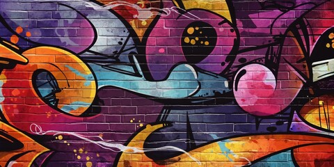 Obraz premium Vibrant Abstract Mural in Urban Setting created by ai