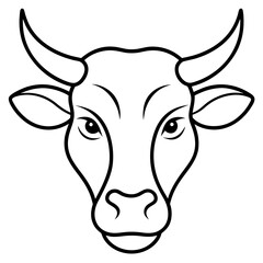 Vector Line Art of a Cow Head Silhouette - High-Quality SVG Graphic