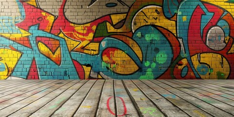 Fototapeta premium Vibrant Abstract Mural in Urban Setting created by ai