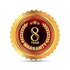 8 year warranty badge for packaging warranty sticker label