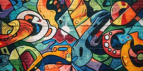 Vibrant Abstract Mural in Urban Setting created by ai