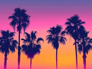 Palm Tree Silhouettes at Sunset Wallpaper