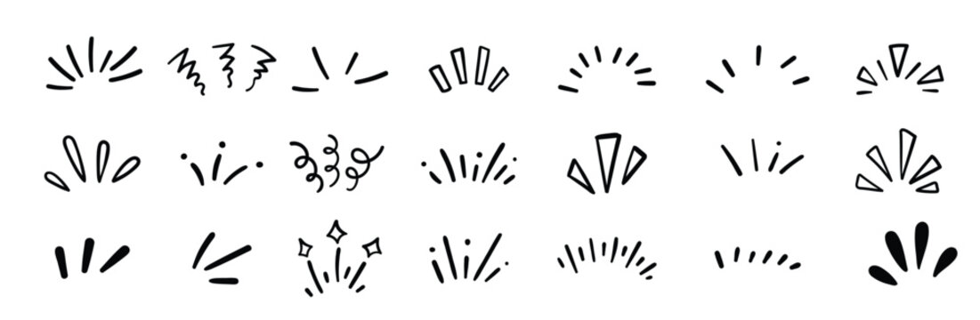 hand drawn cute curly lines expression cartoon movement