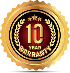 10 year warranty badge for packaging sticker golden warranty sticker badge