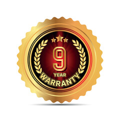 9 year warranty badge for packaging warranty sticker label