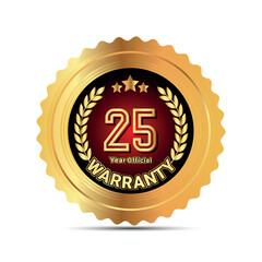 25 year warranty badge for packaging warranty sticker label