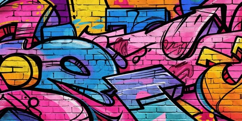 Obraz premium Vibrant Abstract Mural in Urban Setting created by ai