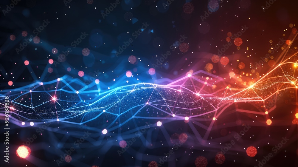 Aufkleber a glowing network of technology nodes and lines. banners, posters, and social media backgrounds with