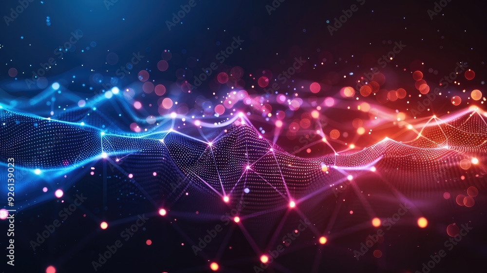 Aufkleber a glowing network of technology nodes and lines. banners, posters, and social media backgrounds with