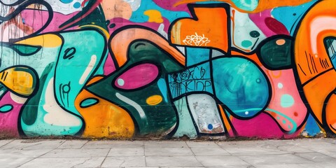 Obraz premium Vibrant Abstract Mural in Urban Setting created by ai