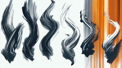 Abstract Swirls in Black, White, and Orange