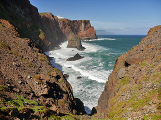 Wild sea coast on the island of Madeira